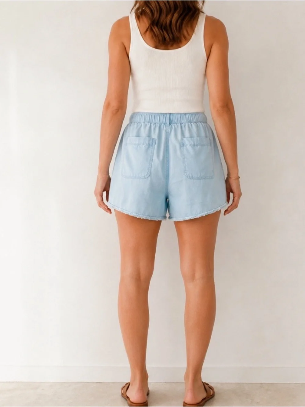 Calvin Klein Jeans Large Blue Lightweight Tencel Pull-On Shorts